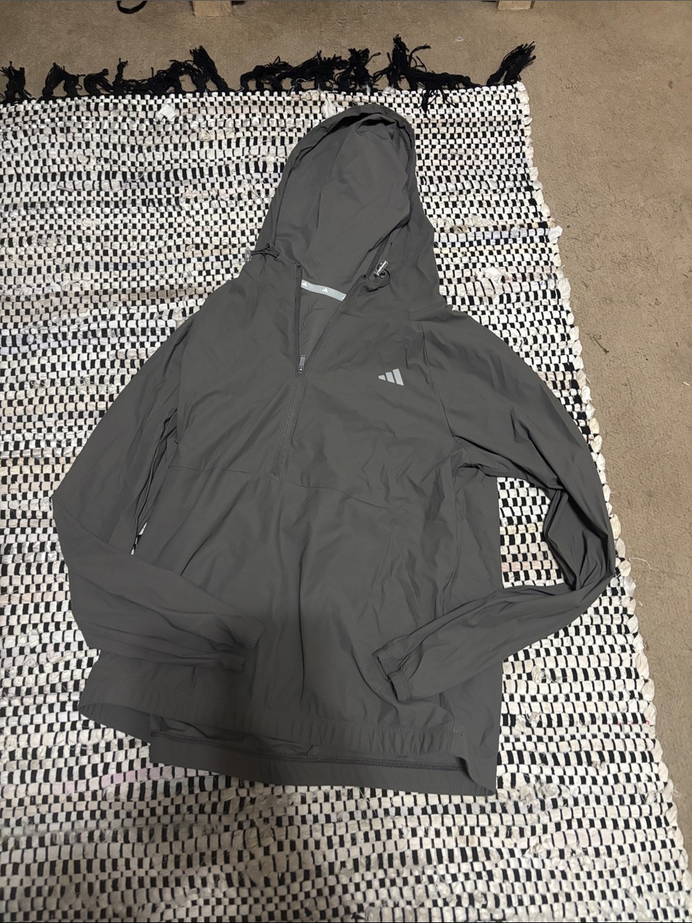 adidas Gray Hooded Windbreaker Jacket